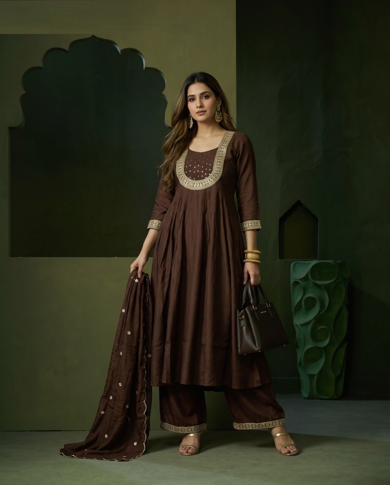 K 1324 By Naisha Mul Chanderi Kurti With Bottom Dupatta
